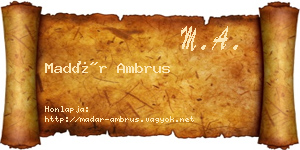 Madár Ambrus névjegykártya